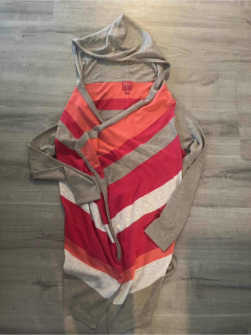 John + Jenn Women’s Small Striped Hooded Wrap Cardigan NWT- Small - Picture 3 of 7